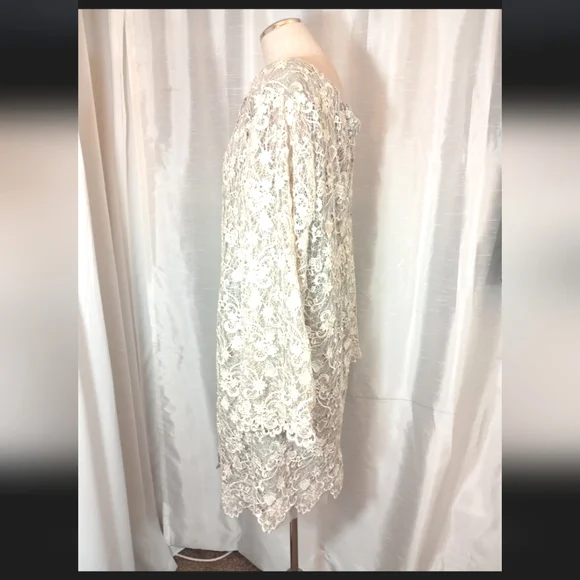 Polo Ralph Lauren Lace Long Sleeve Wedding Dress, Gray,Bell Sleeve,Knee Lngth,16 - Picture 8 of 16